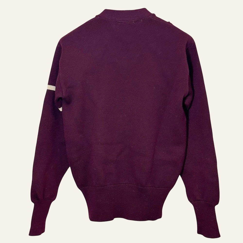 Vintage 50s Letterman Sweater 100% Virgin Wool Burgundy Chenille USA Men's M - Picture 3 of 8